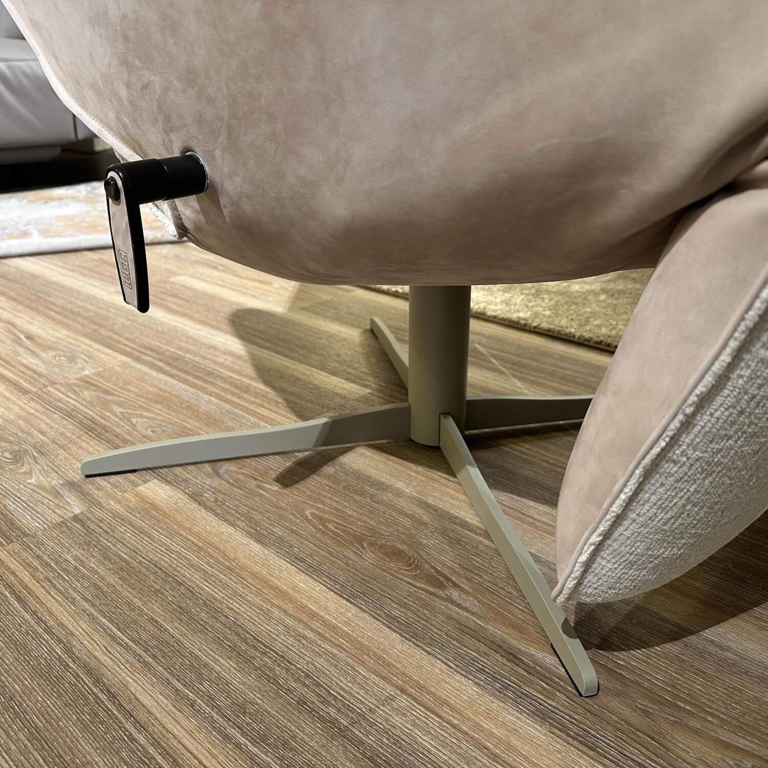 Jori - Relaxsessel Daydreamer Mono Move JR 7450 Innen Stoff Mumble Gesso Beige Außen Leder Nubuck Cream Beige Gestell Graugelb Matt Inklusive Beistelltisch Sposa T105 - 7