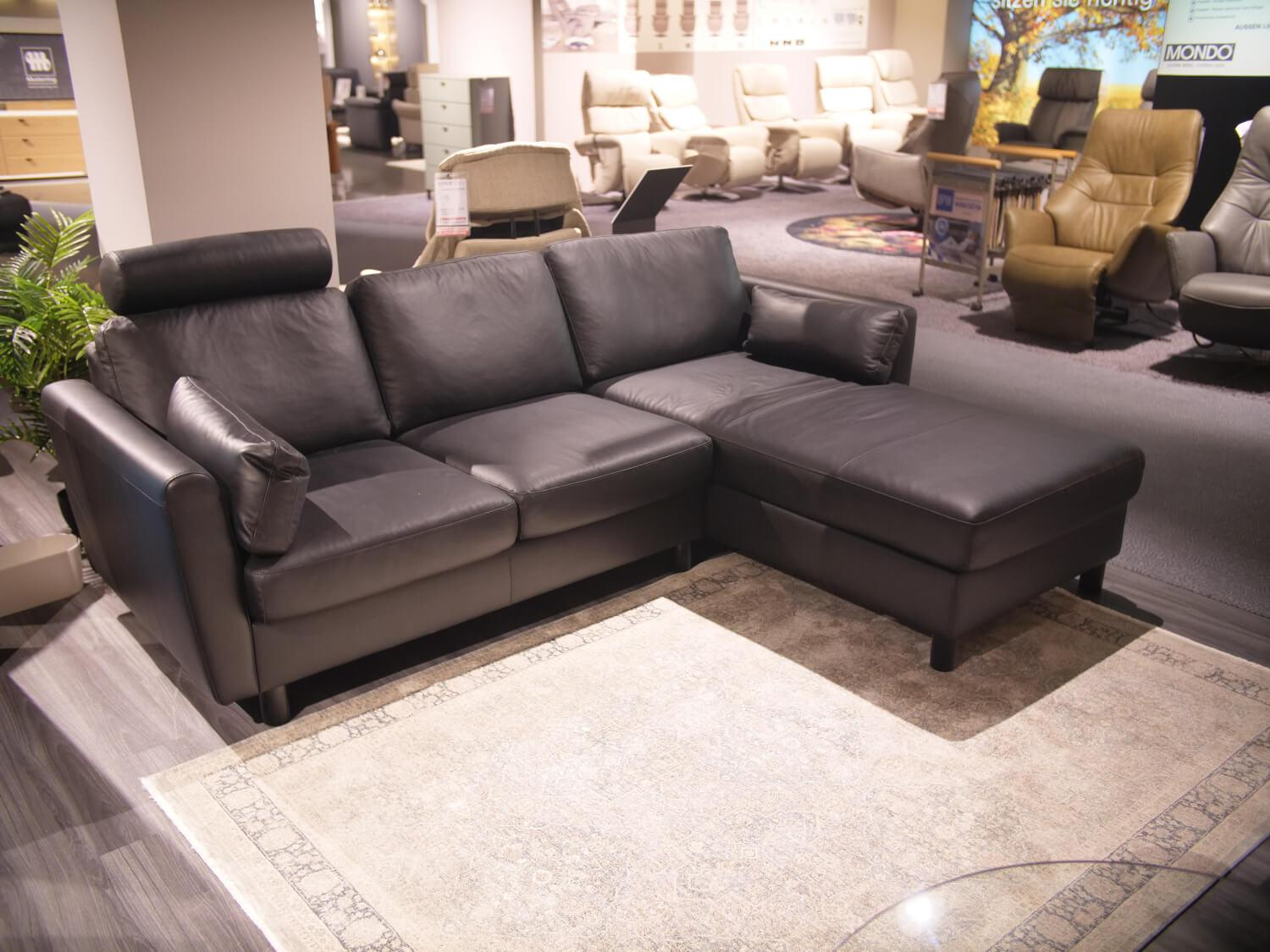Stressless - Ecksofa Emma Leder 094 Paloma 19 Schwarz Fuß 022 Holz Konisch Schwarz Gebeizt - 4