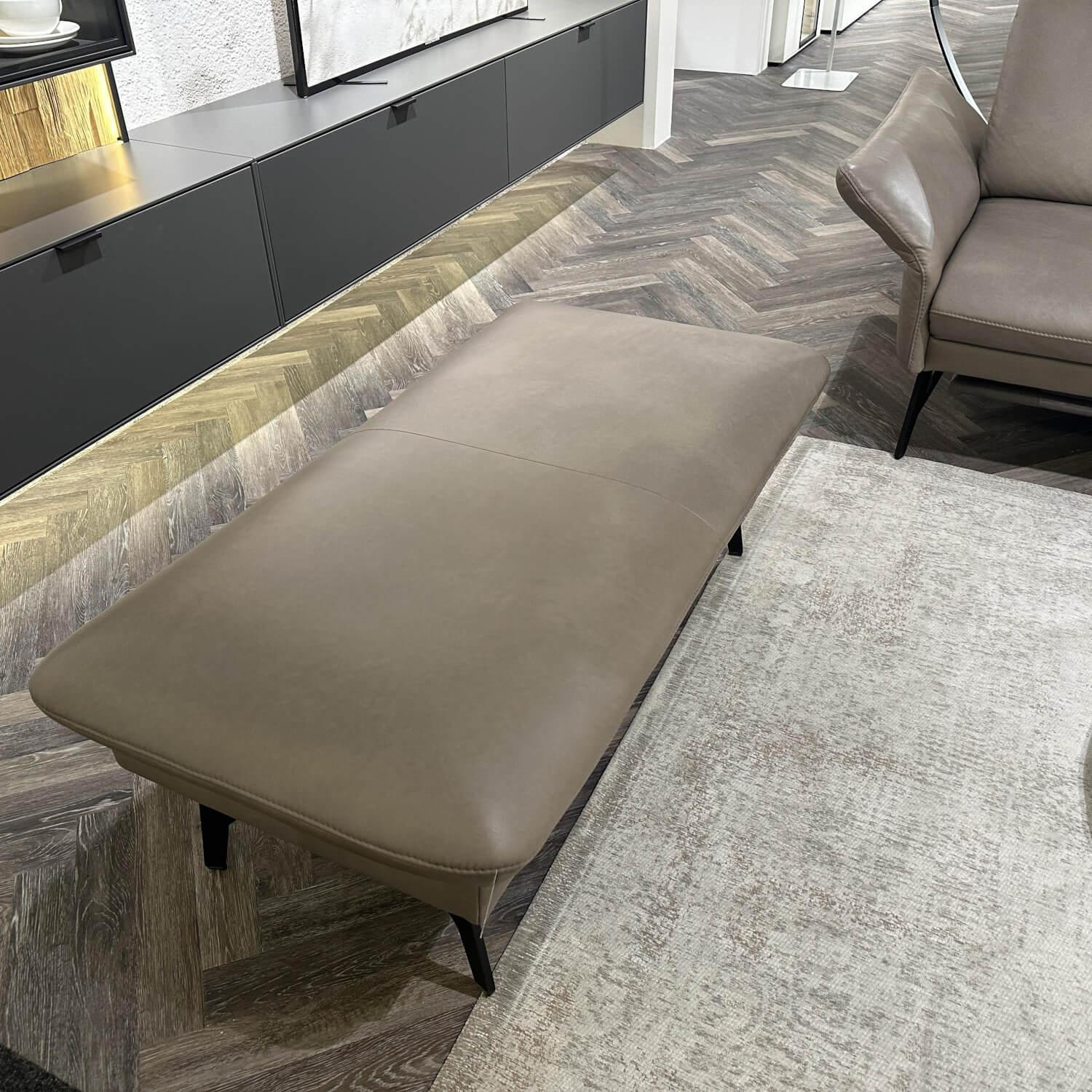 himolla - Ecksofa 1928 Leder Soft Nappa 22 Shadow Grau Inkl. Hocker Gestell Pulverbeschichtet Schwarz - 4