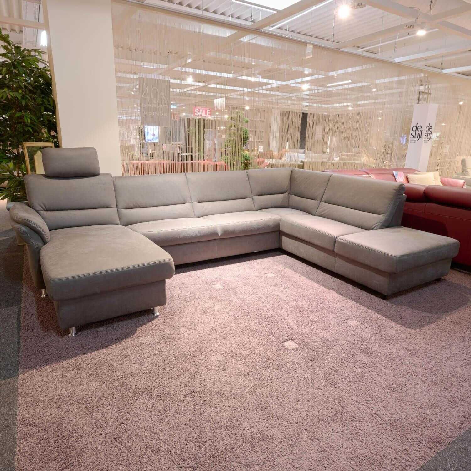 Zehdenick - Ecksofa ZE-EM 16033 Stoff Mammut Grau mit Kopfstütze und 2 Kissen - 4