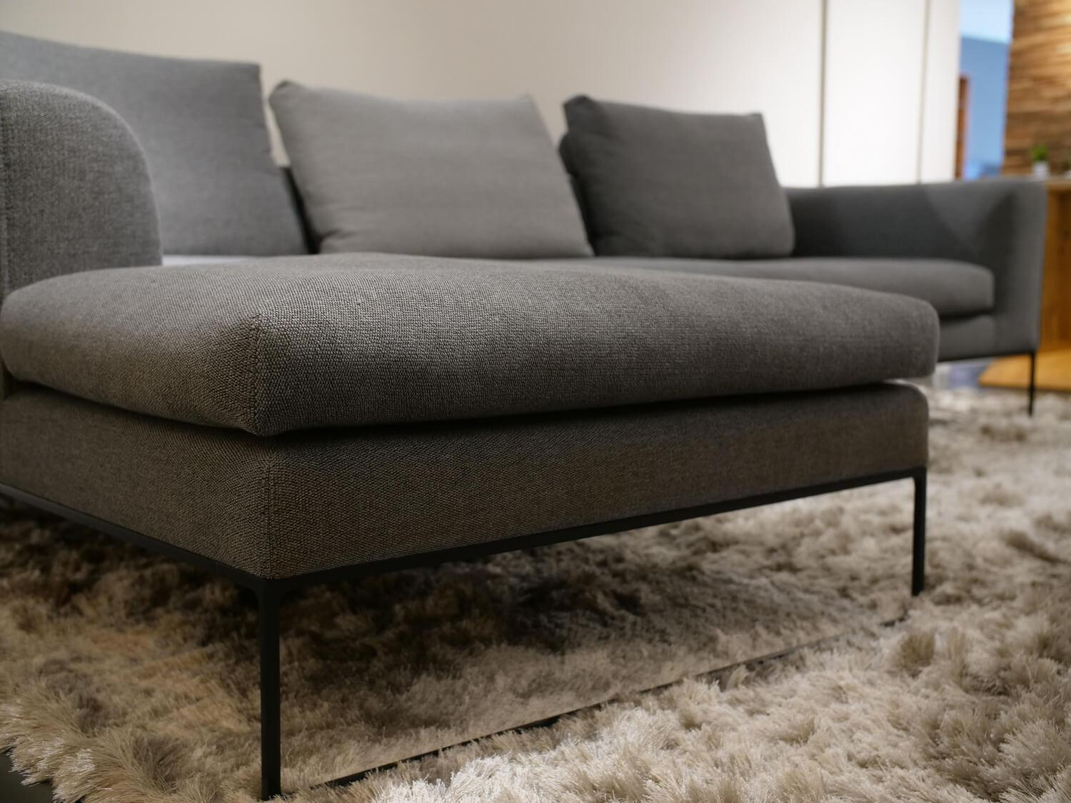 COR - Ecksofa Mell Lounge Stoff 9131 Anthrazit Grau Gestell Metall Schwarz Mit Kissen Stoff 9129 - 5