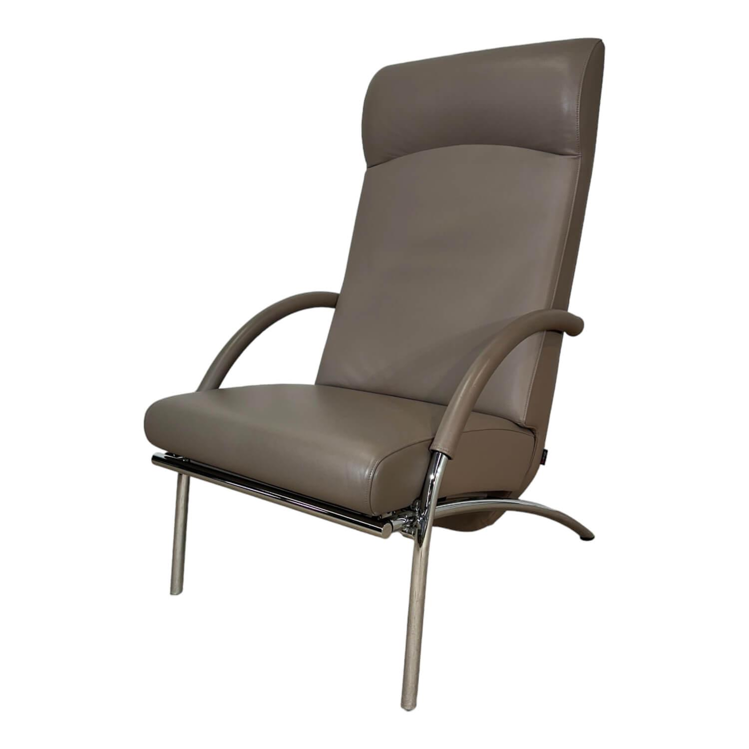 IP Design - Sessel Curve Leder Taupe Grau Gestell Metall - 1