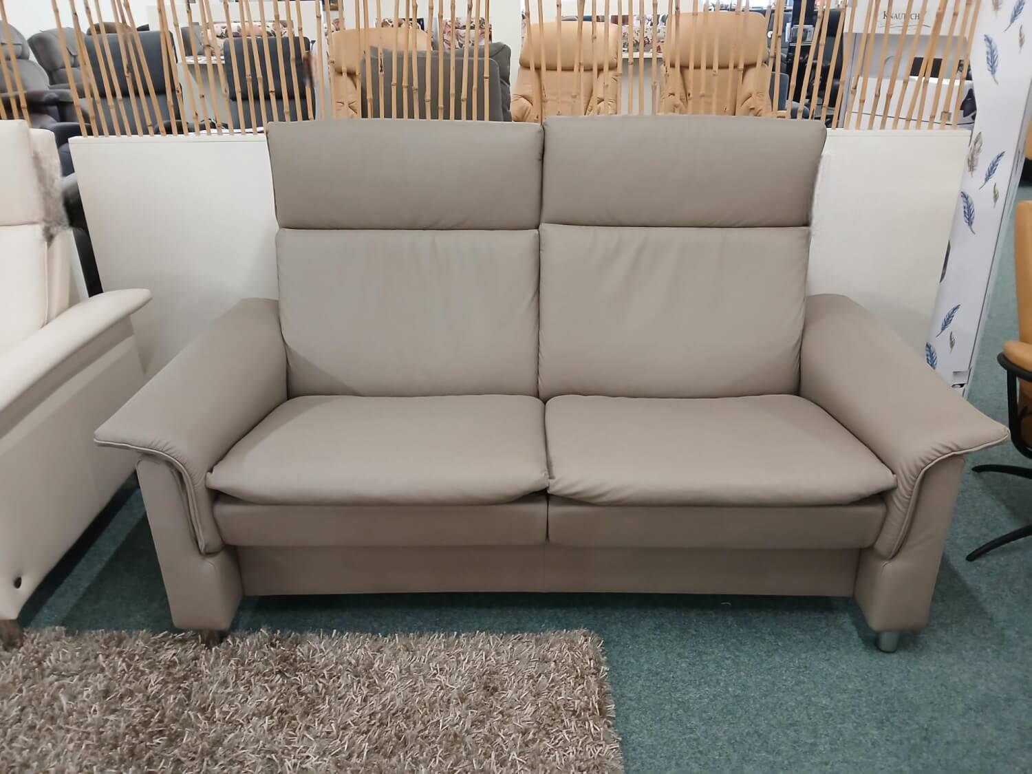 Stressless - Sofa Aurora Hoch Leder Paloma Mushroom Grau Braun Creme Fuß Stahlbein Rund 8 Chrom - 5