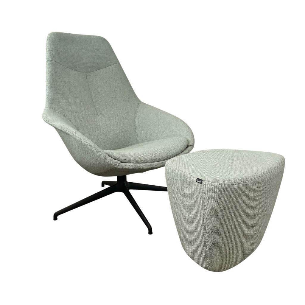 Wilkhahn - Sessel Yonda Mit Hocker Stoff 92 Credo 84 Hellgrün Gestell Vierarmiges Fußkreuz Metall Schwarz Strukturmatt - 1