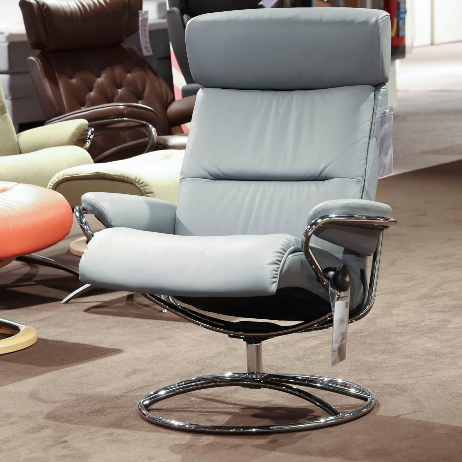 Stressless - Relaxsessel Mit Hocker Tokyo Leder Paloma Neutral Grey Grau 17 Gestell Original 40 Alu - 2