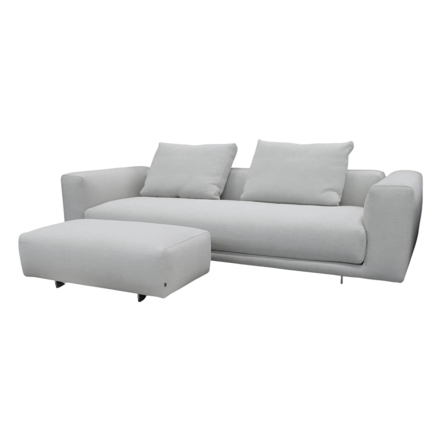 Sofa Moss 74311 Stoff 10120 Greige Grau Beige Füße Verchromt Inklusive Hocker Und Rückenkissen COR - Sofa Moss 74311 Stoff 10120 Greige Grau Beige Füße Verchromt Inklusive Hocker Und Rückenkissen - 1