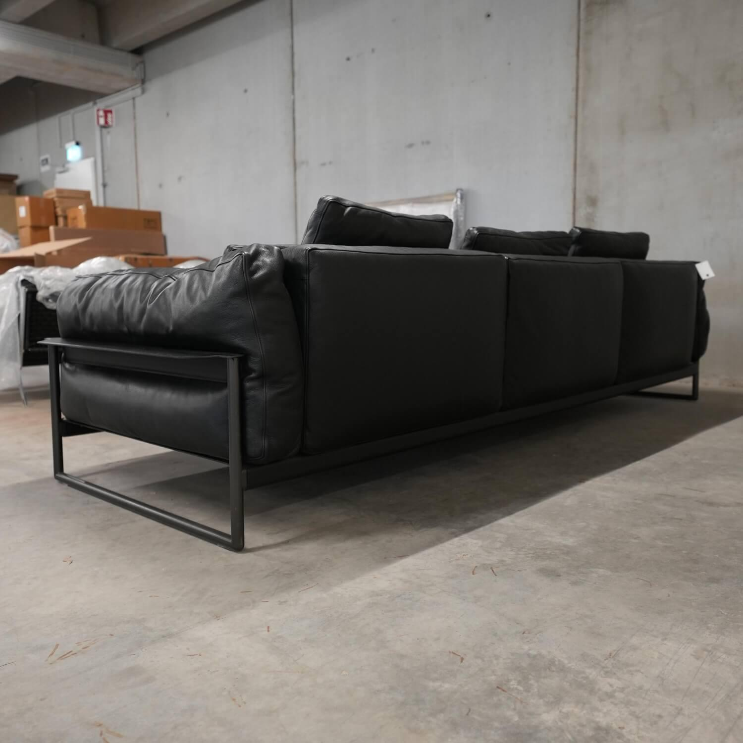 Flexform - Sofa Zeno Light Bezug Leder Pelle Deluxe Schwarz Füße Metall Brüniert - 3