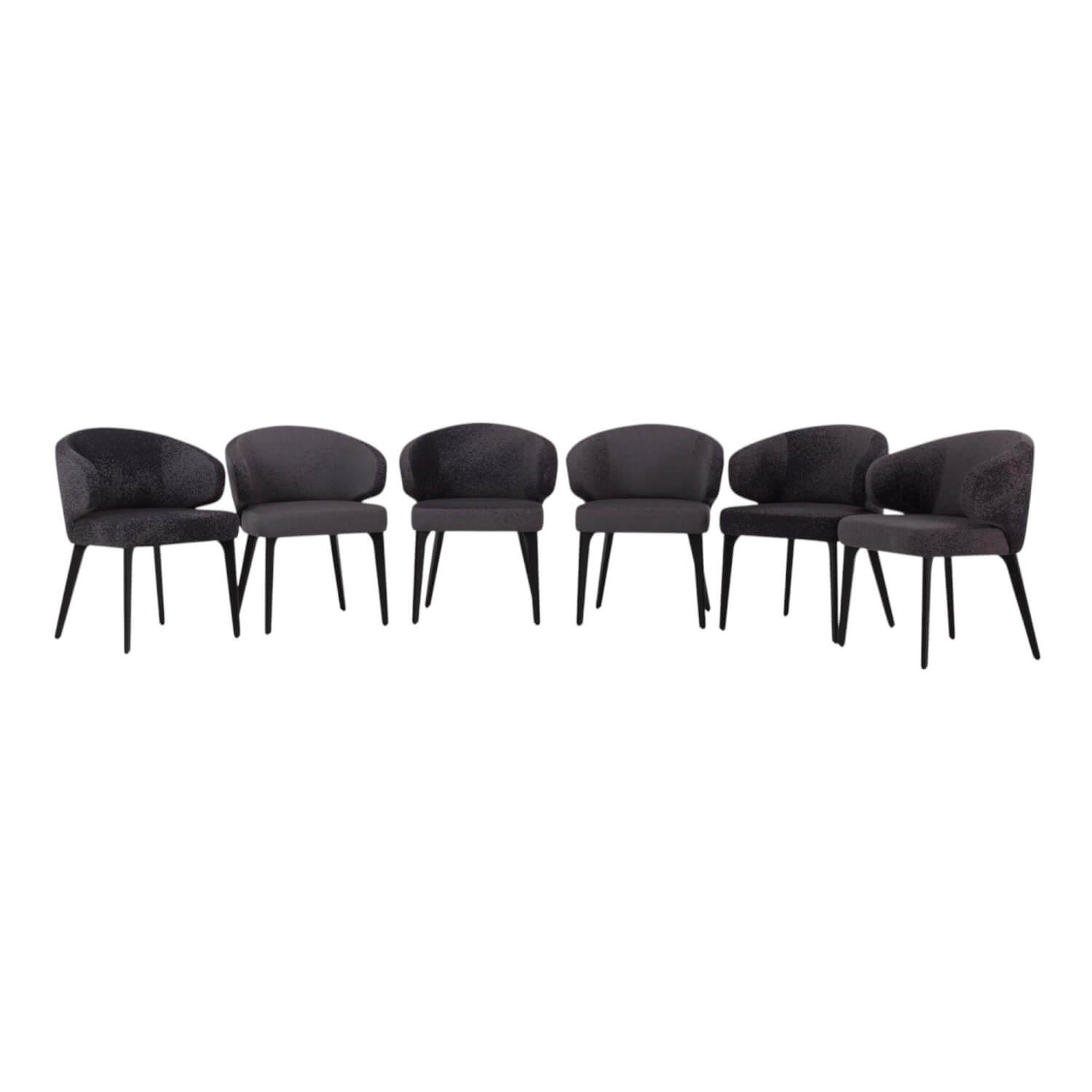 Werther - 6er-Set Stuhl George Stoff Milkyway Rohi Grau Gestell Holz Schwarz Mit Drehbeschlag - 1