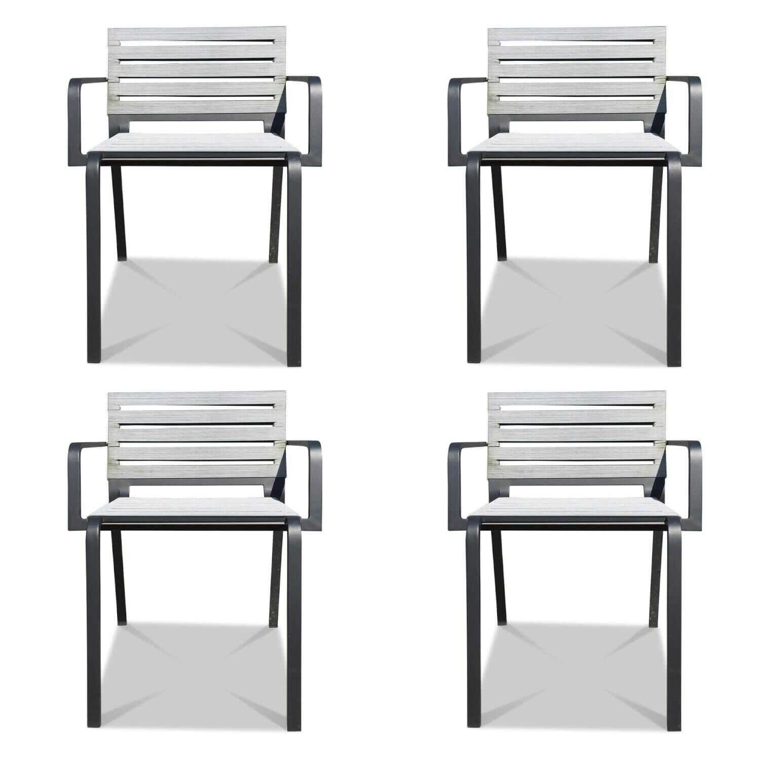 Kristalia - 4er-Set Stuhl Riemen Anthrazit Rest Aluminium Schwarz Lackiert - 1