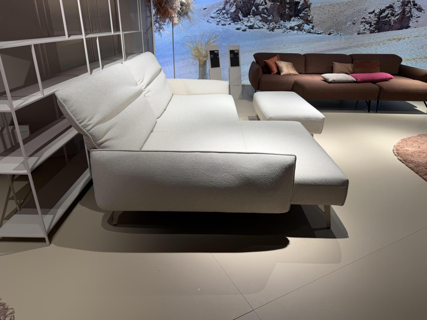 himolla - Ecksofa Tangram 9660 Stoff 08 Nomi Linen Beige Gestell Metall Beige Inklusive Hocker Und Verstellung - 7