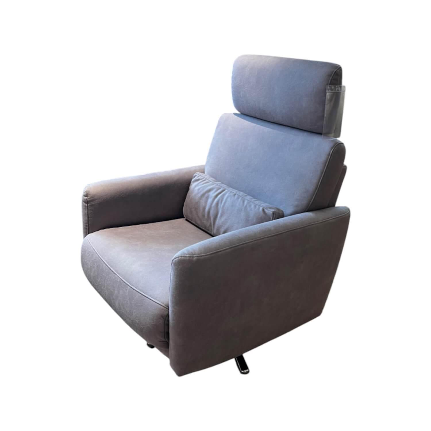 Global - Relaxsessel Cornella Style Stoff Bulus FB32 Silber Grau Sternfuß Metall Chrom Glänzend Inklusive Kopfstütze - 1