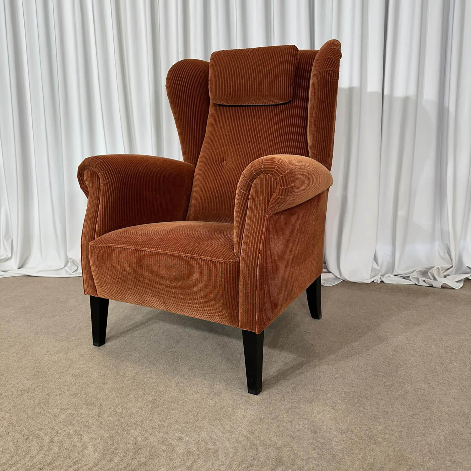 Puhlmann - Sessel Keitum Stoff Velour Coto 02 Orange Füße Schwarz Mit Verstellbarer Lehne Und Nackenkissen - 4