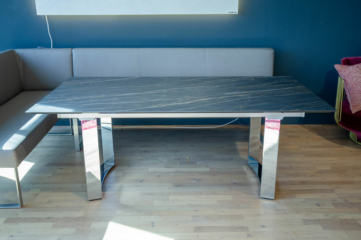 Bacher - Esstisch Mirado Tischplatte Keramik Matt Rock Anthrazit Gestell Chrom Hochglanz Ausziehbar - 6