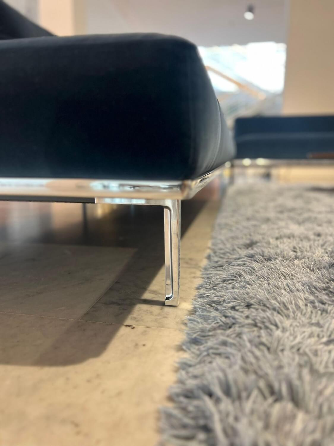 Knoll International - Wohnlandschaft Matic Stoff Iseo Blau (08) T-Naht Gestell Aluminium Glänzend - 8