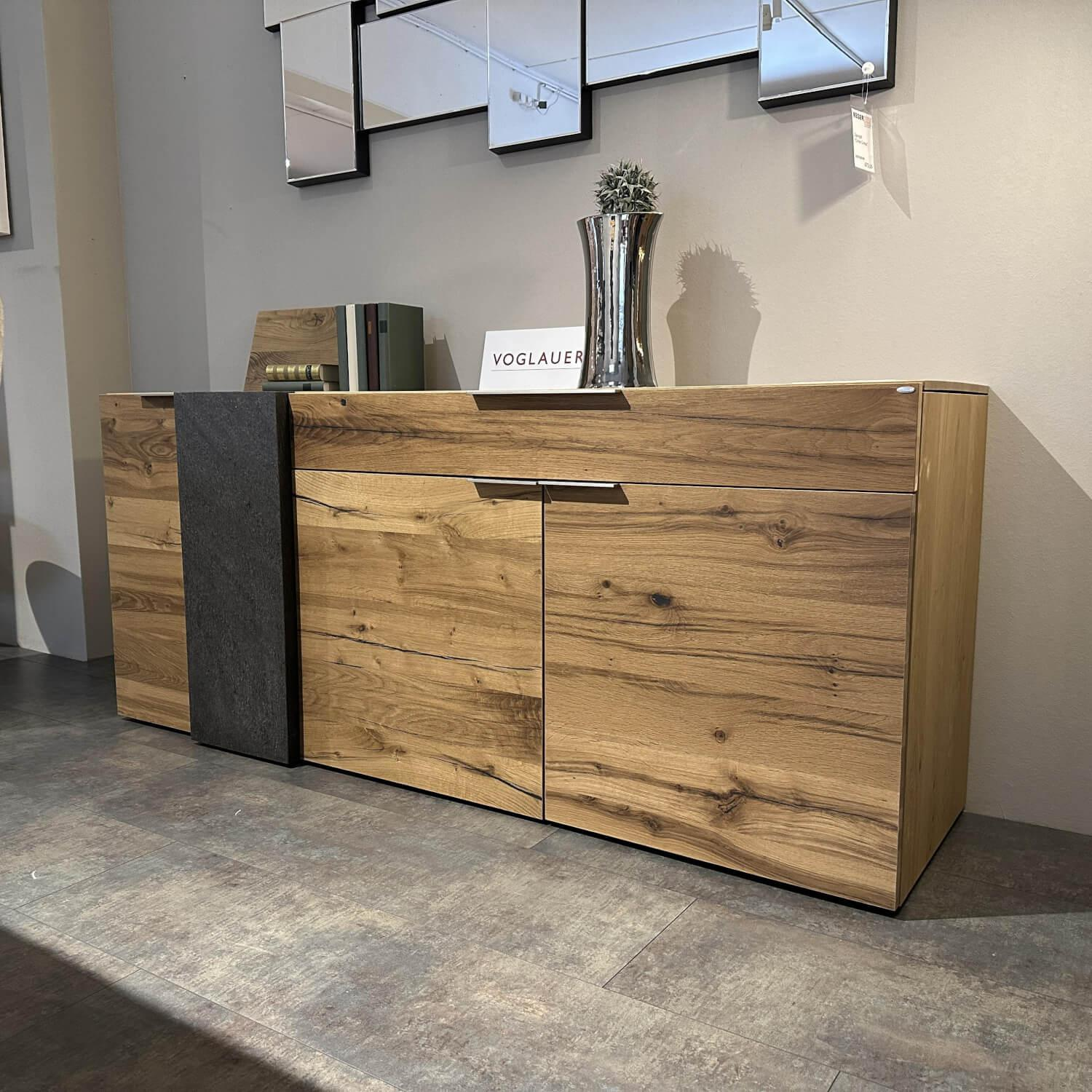 Voglauer - Sideboard V Alpin Eiche Altholz Abdeckplatte Holz Mit Steinkubus - 2