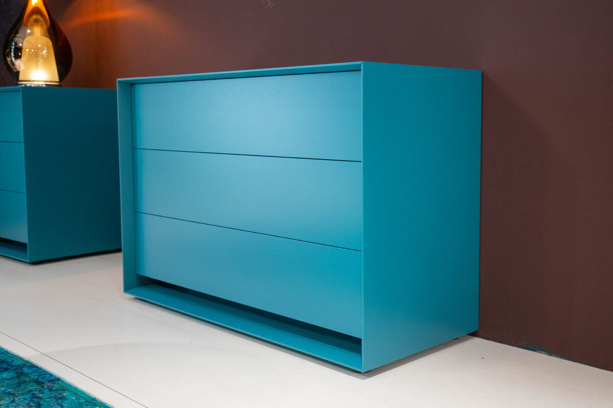 Möller Design - Kommode Rag Box K120 Lack Matt 333 Petrol Blau Mit 3 Schubladen - 4