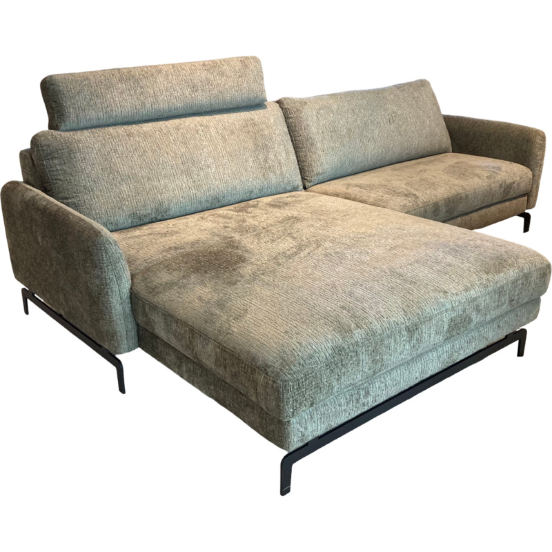 Contur - Ecksofa Enna Stoff Fusion Thyme Grün Füße Schwarz mit Kopfstütze - 1