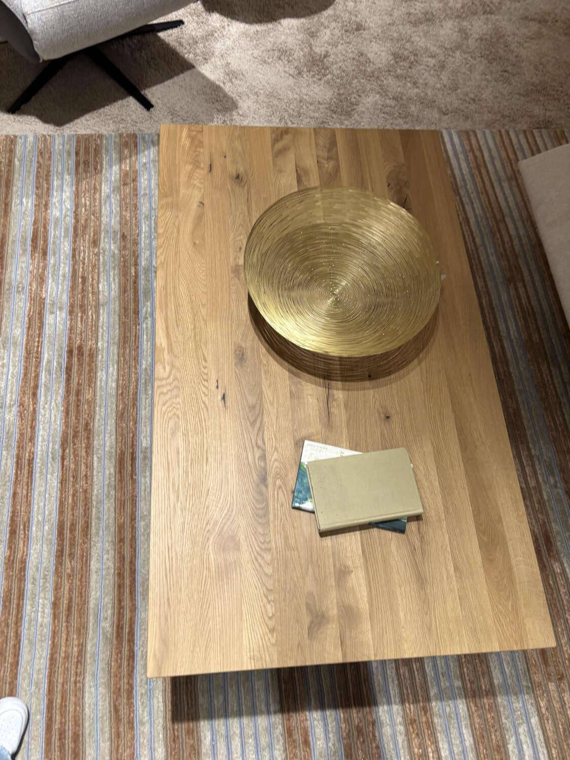 Natura - Coffee table Tucson top wild oak solid oiled base plate metal black - 3