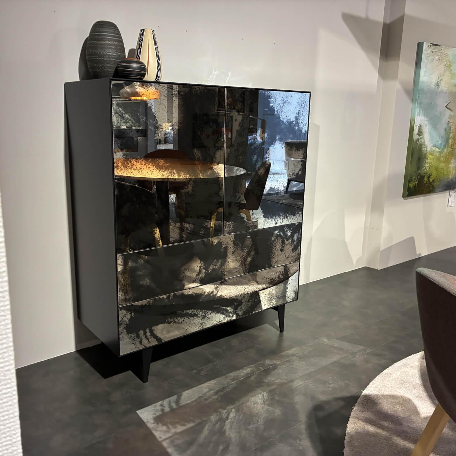 Piure - Highboard Nex Glamour Front Lack Ml02 Luna Silber Schwarz Korpus Und Gestell Mattlack P43 Coal Schwarz - 6