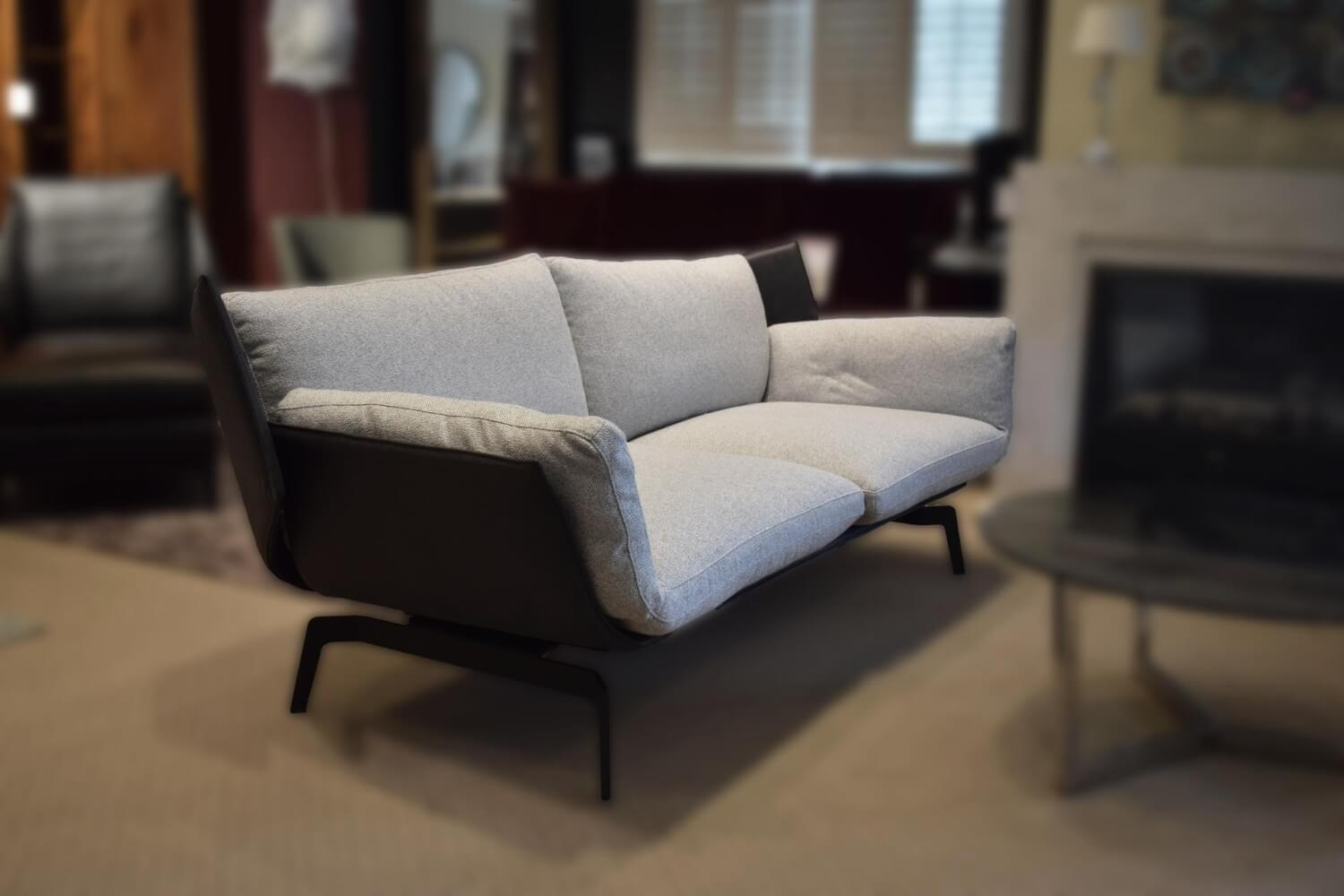 IP Design - Sofa Loft Innen Stoff Star Graphit Grau Außen Leder IP17163-181 Mara Braun Kufe Metall Schwarz Matt - 4