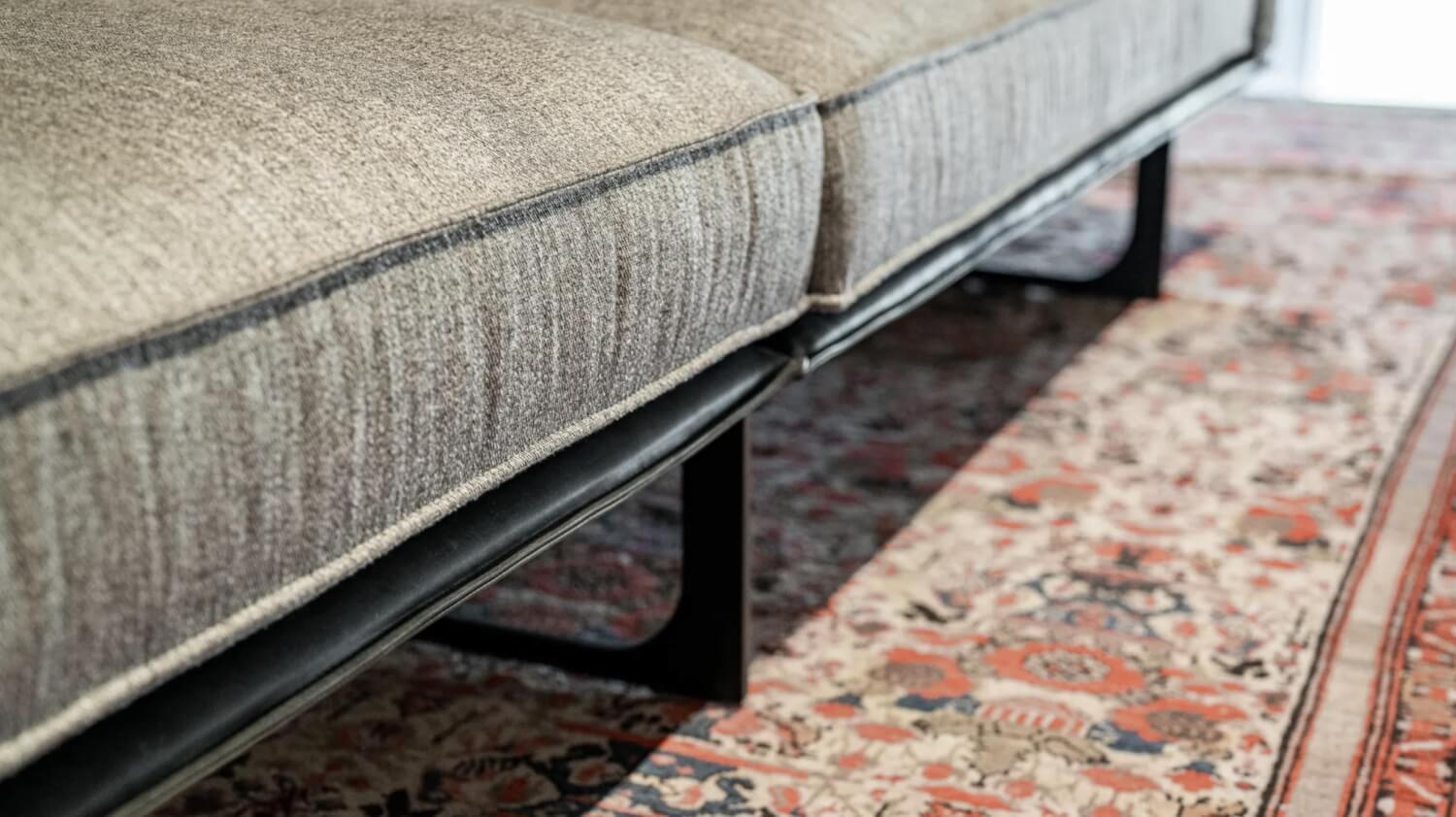 IP Design - Sofa Cube Air Leder Gascogne Espresso Braun Stoff Noah Grau - 4