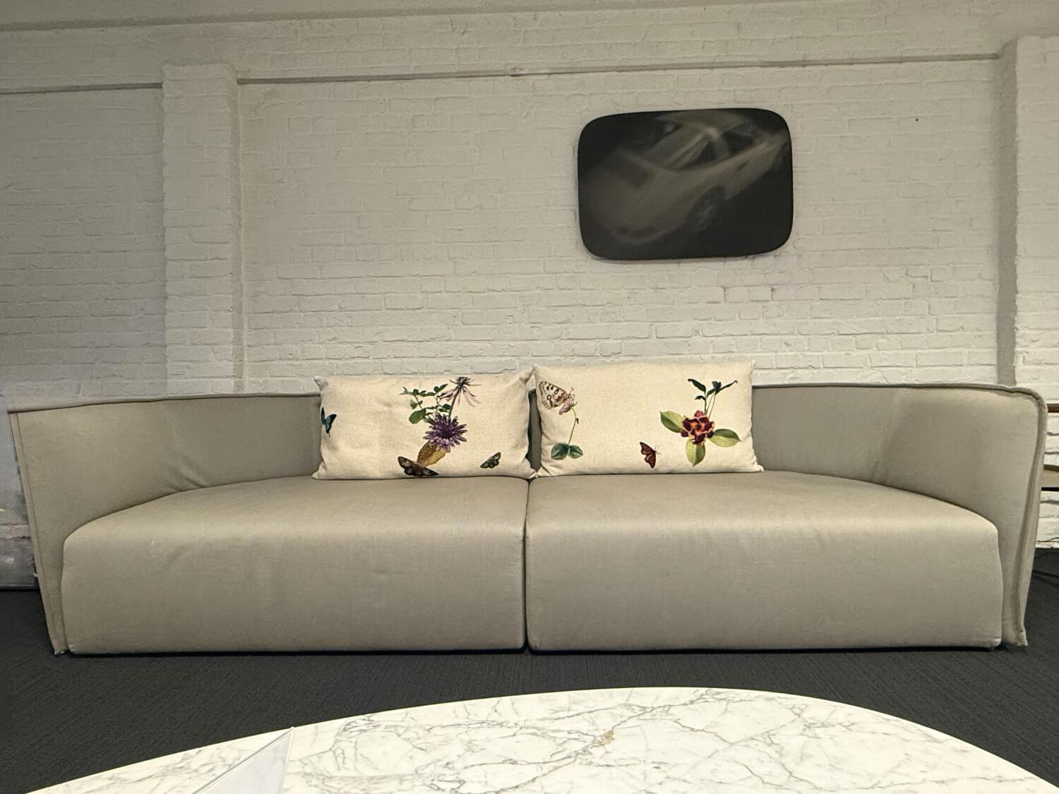 Moroso - Sofa 3-Sitzer Chamfer 110 Stoff Steingrau inkl. Kissen - 2