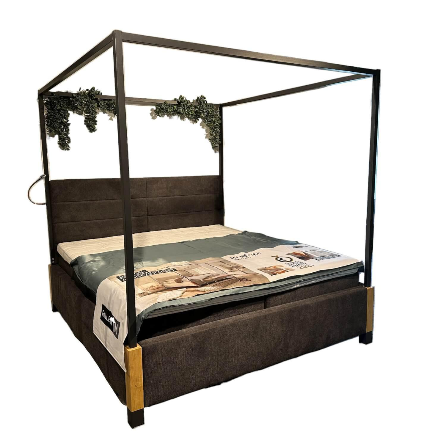 Gallery M - Himmelbett My Heaven Variante 1 Gestell Matt Pulverbeschichtet Anthrazit Fuß Eiche Massiv Inklusive 2 Matratzen Und Lattenrost - 1