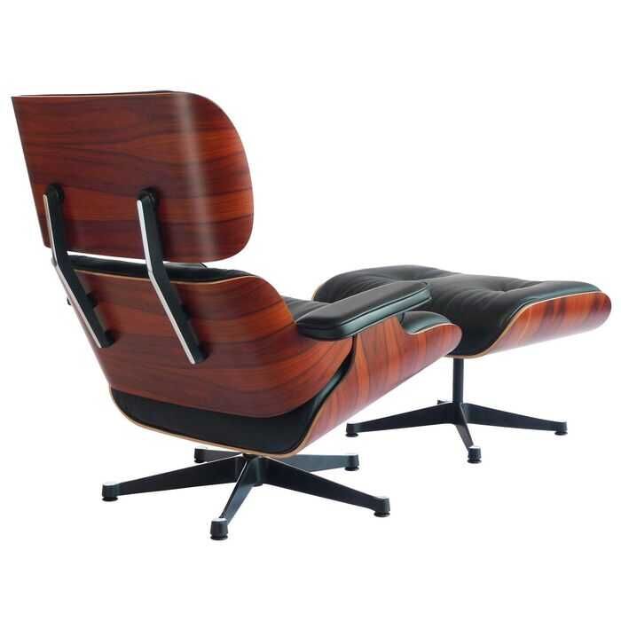Sessel Eames Lounge Chair mit Ottoman in Leder Schwarz Palisander Klassische Maße Ausstellungsstück