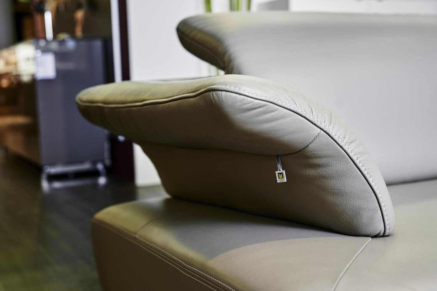 Sofa Avanti Leder Grau Kontrastnaht