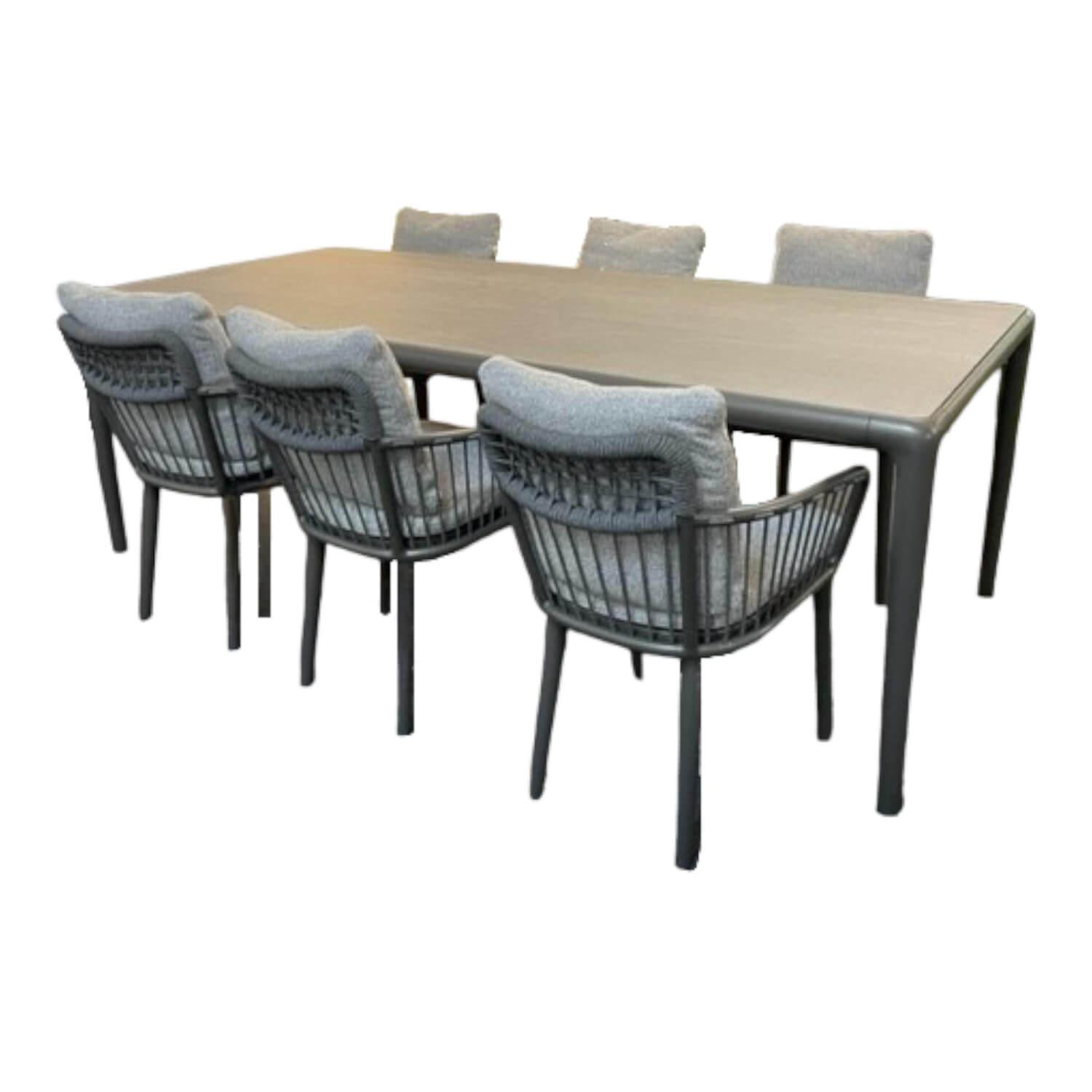 Outdoor Essgruppe Tisch Keramik Naturali Pietre mit 6 Stühlen 232