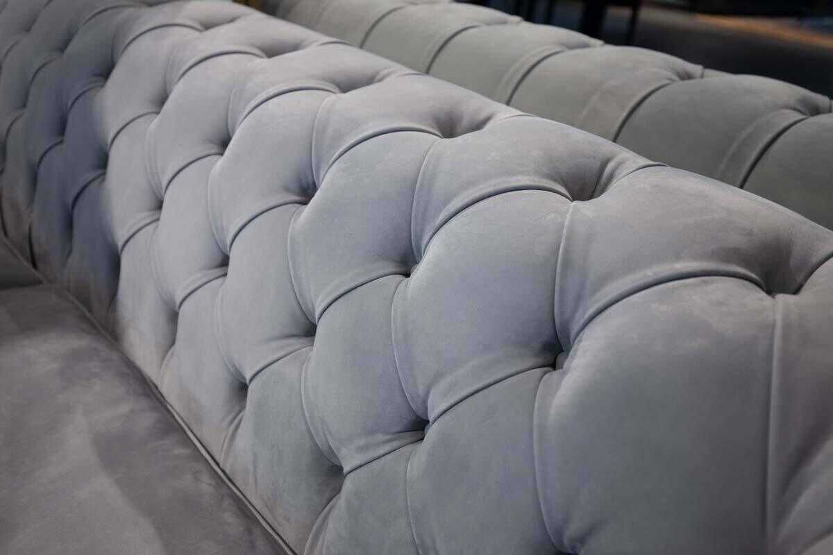 Baxter - Sofa Diana Chester Lounge Leder Kashmir Ciment Hellgrau Füße Buche Schwarz - 4