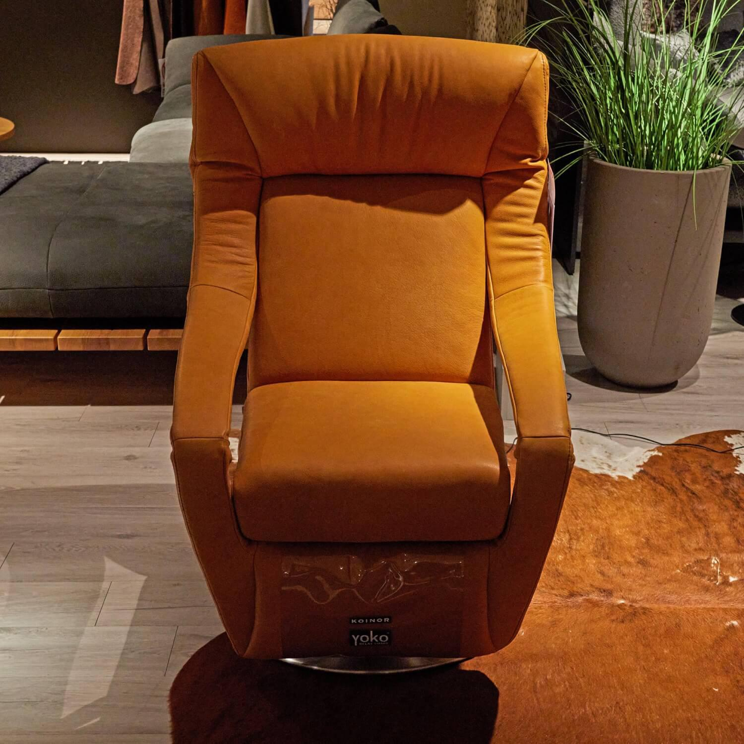 Koinor - Sessel Yoko 5 Leder A India Sun Orange Drehteller Nickel Satiniert Kopfteil Verstellbar Motorische Relaxfunktion - 2