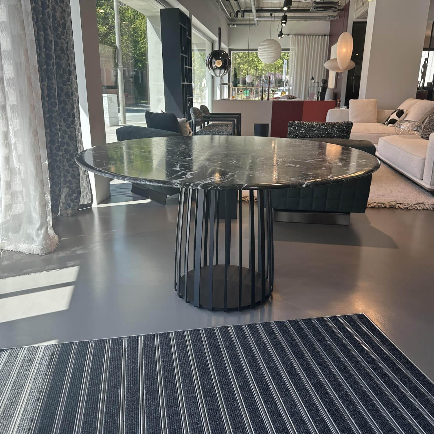 Janua - Tisch BC 07 Basket Platte Stein Verde Lepanto Schwarz Weiß Rund Streben Tiefschwarz Schwarz - 6