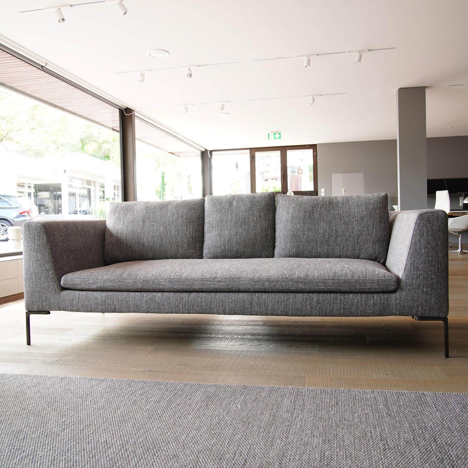 B&B Italia - Sofa Charles CH228 Bezug 2594251 Stoff Lodi Grau Füße 0170M Verchromt Schwarz Lackiert - 5