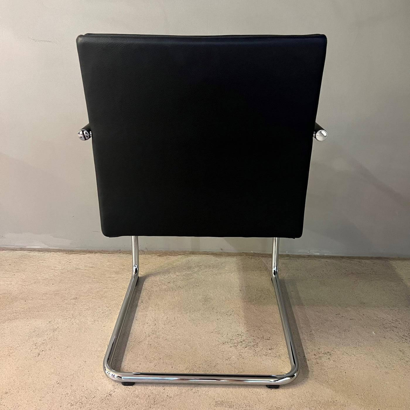 Walter Knoll - Stuhl George 1567 Leder Select 40 Schwarz Gestell Rundrohrstahl Hochglanz Verchromt - 6