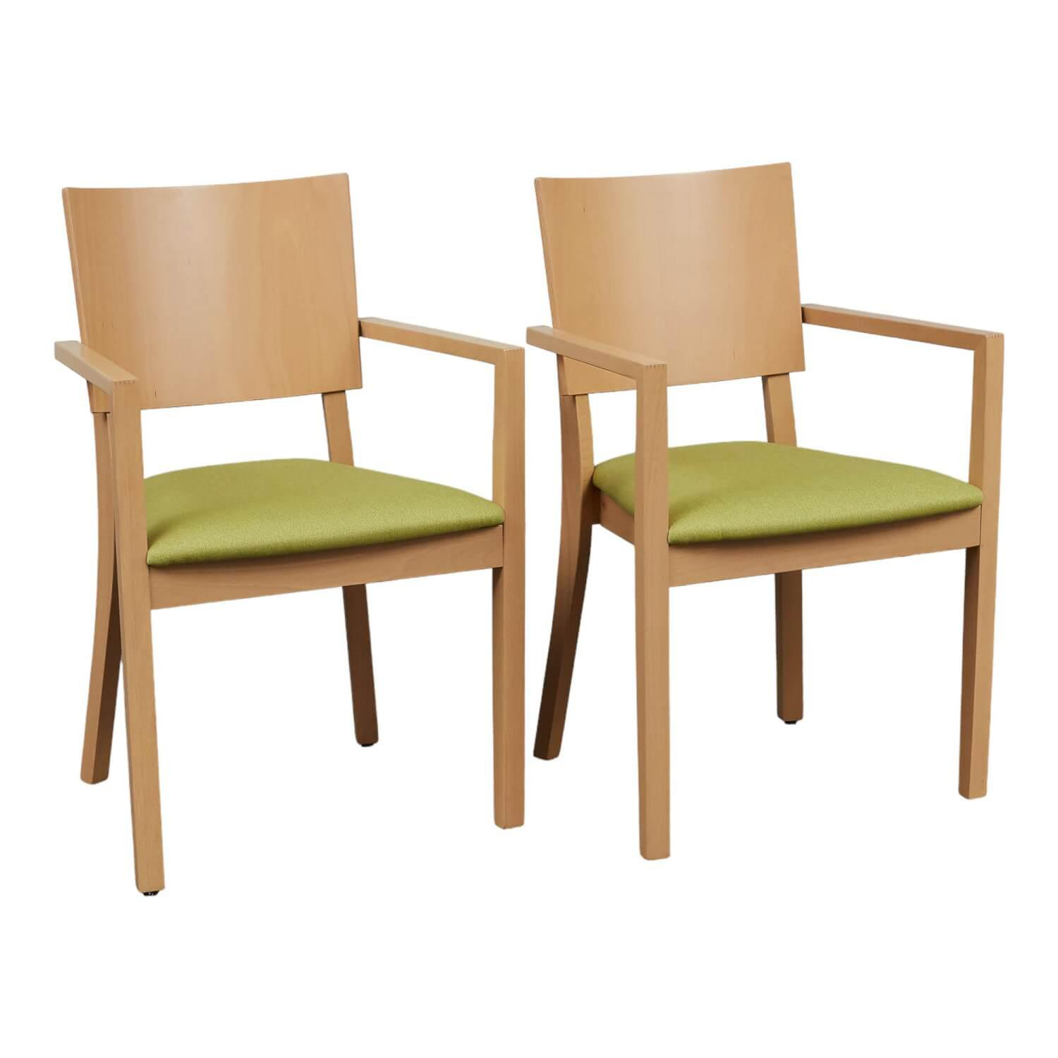 2-er Set Stuhl Stoff Apfelgrün Gestell Holz