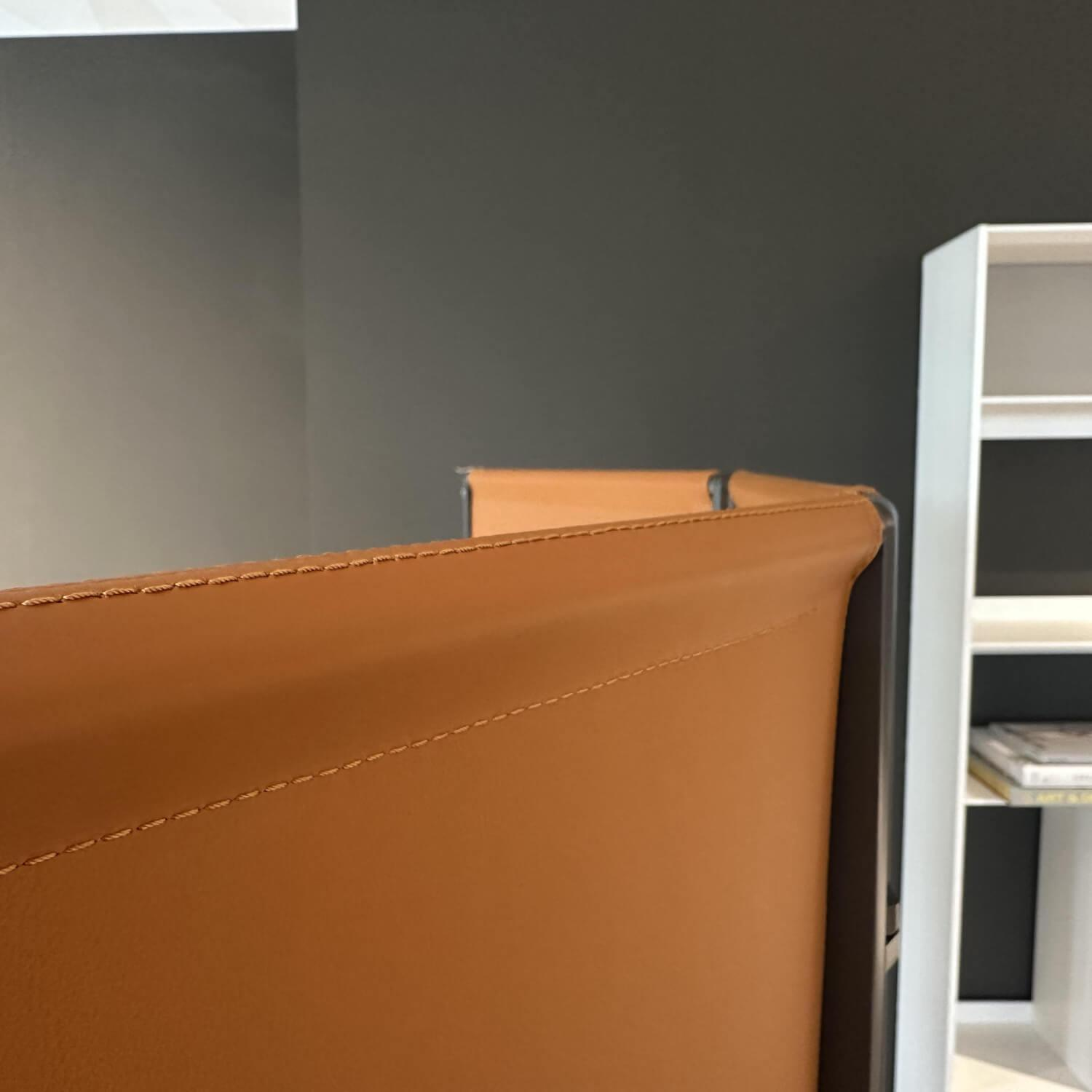 B&B Italia - Paravent Quiet Lines Leder Gamma 370 Terra Braun Gestell Nickel Bronzefarben Lackiert - 5