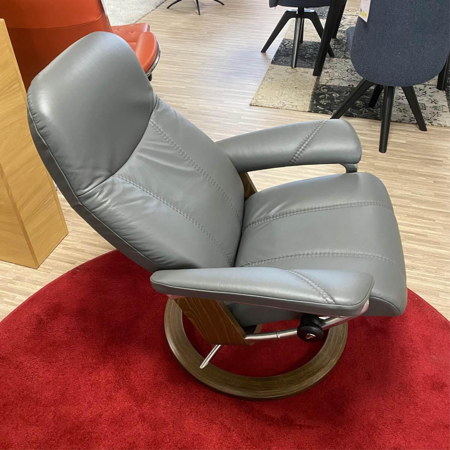 Stressless - Stressless Sessel mit Hocker Consul M Batick Grey Signature Walnuss - 10