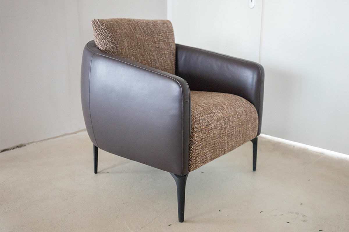 Jori - Sessel Sophia City Innen Stoff Mamaye C0204 Hellbraun Meliert Außen Leder Lipano Fondente Braun Füße Metall Schwarz - 2
