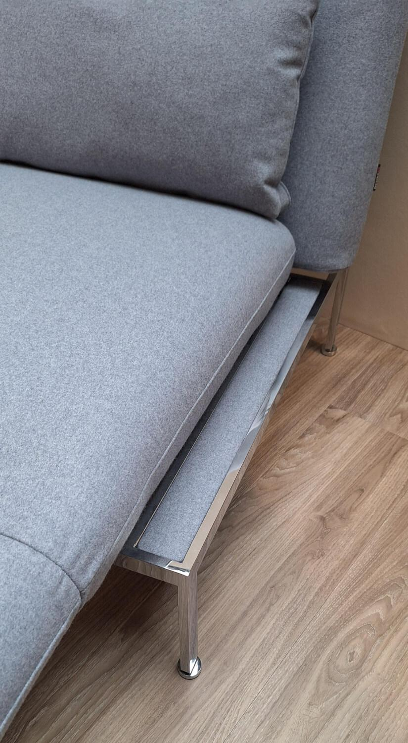 Brühl - Sofa Roro Medium Zweisitzer Stoff 4476/60 Hellblau Grau Füße Chrom - 2