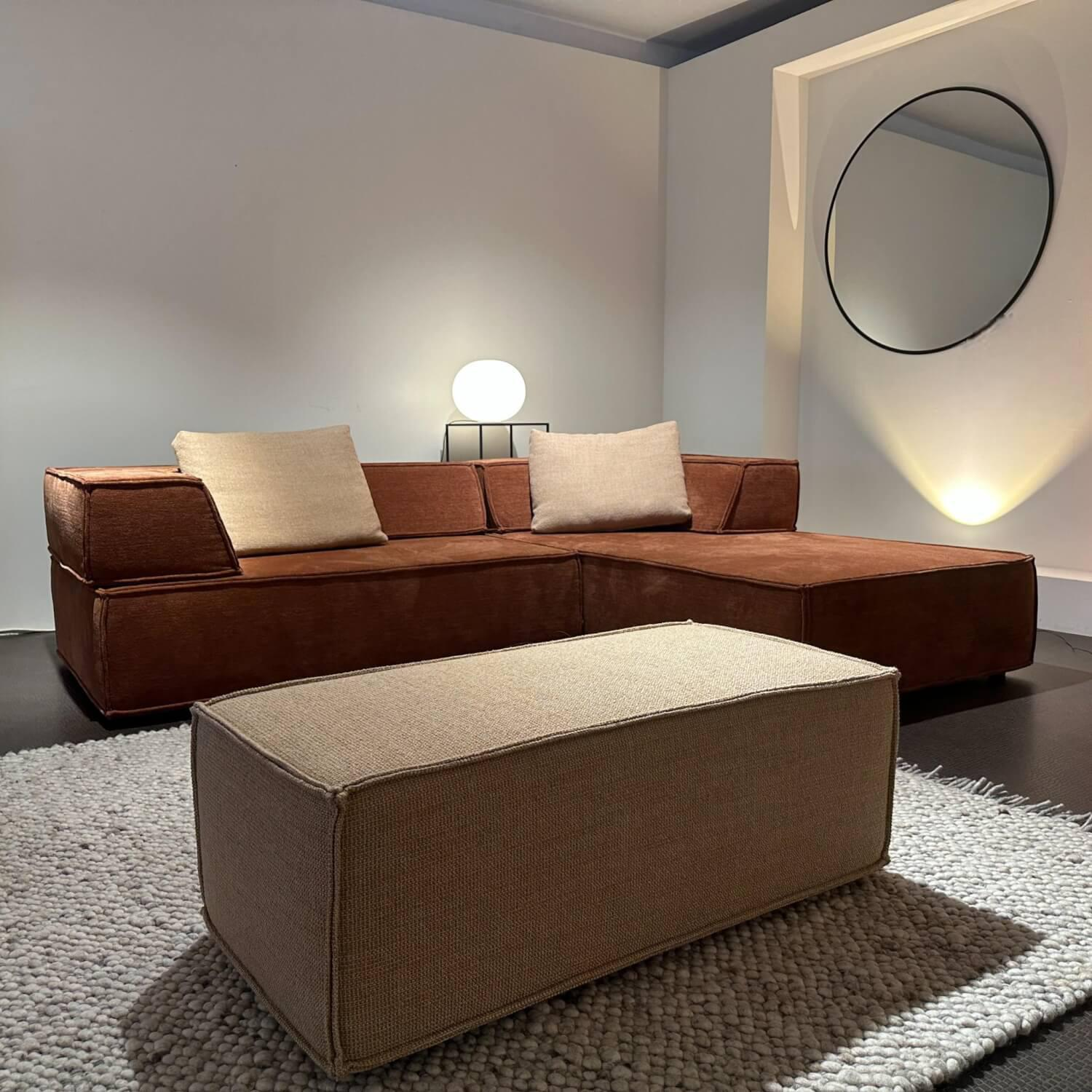 COR - Ecksofa Trio Stoff 8286 Aprikose 81865 Lachs mit Hocker und 2 Kissen - 6