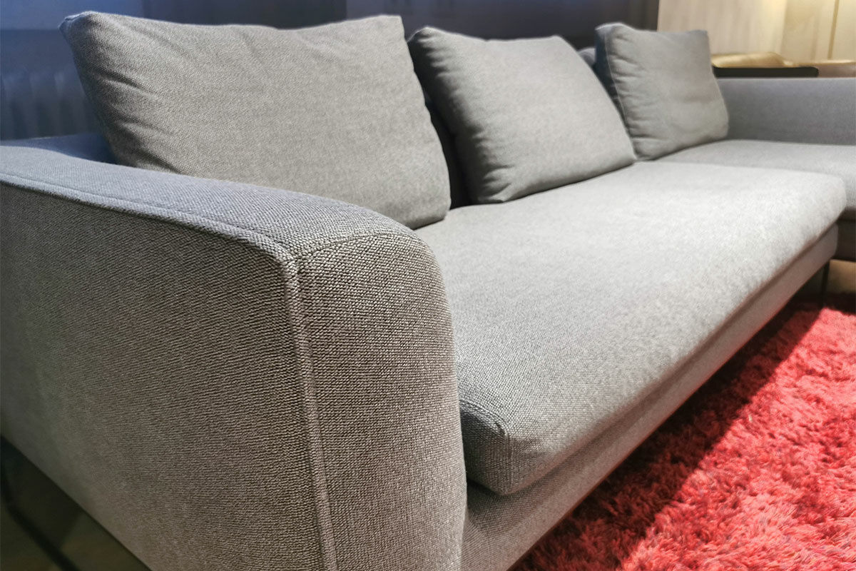 COR - Ecksofa Mell Lounge Stoff 9131 Anthrazit Gestell Lack M20 Schwarz mit 3 Rückenkissen - 2