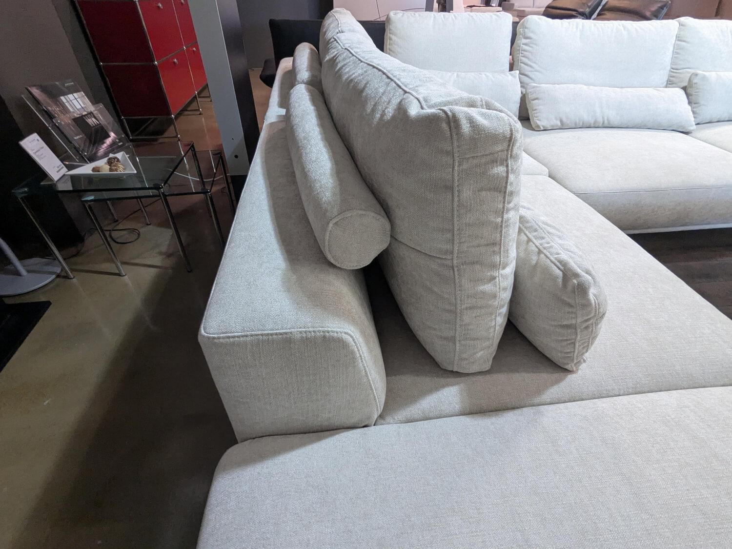 Musterring - Ecksofa JustB PM 100 Stoff Yelda Natur Creme Füße Schwarz mit 5 Kissen - 2