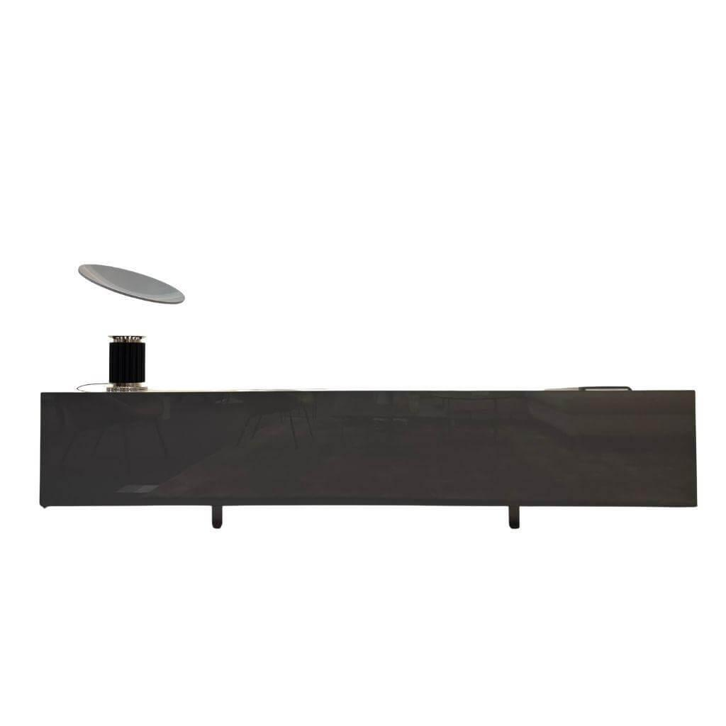 Acerbis - Sideboard Ludwig Plus Lack Hochglanz Gris Fumé Grau Sockel Edelstahl Poliert - 1