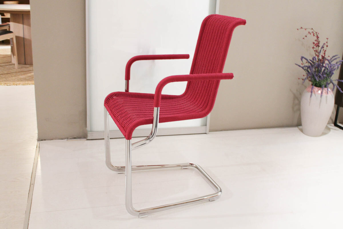 Tecta - 6er-Set Kragstuhl B20 D21 Magenta Gestell Chrom - 3