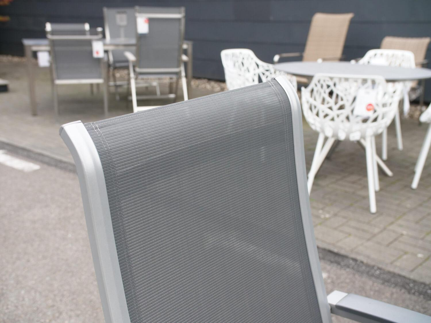 Sieger - 6er Set Stuhl Calvi Kunstfasergewebe Grau Gestell Aluminium Graphit - 5