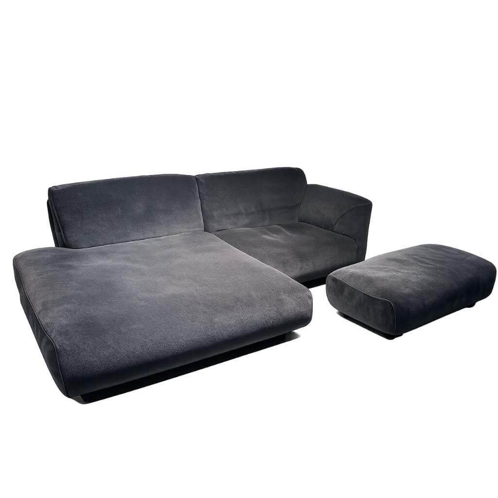 Edra - Sofa Grande Soffice Stoff Imperial T 8566-00 Grau Inkl. Hocker - 1