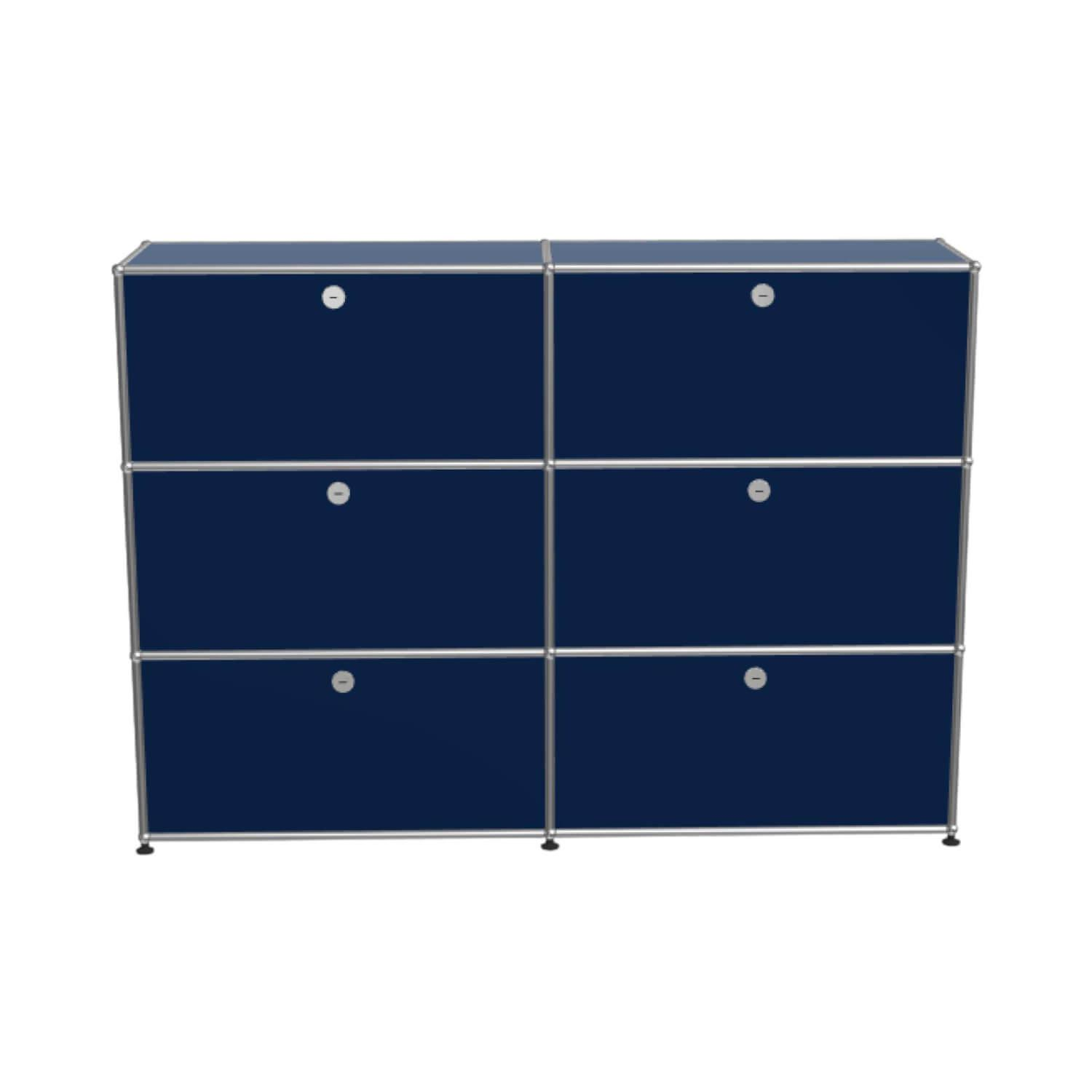 USM Haller - Sideboard USM Metall Stahlblau Pulverbeschichtet Gestell Metall Verchromt - 1