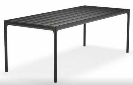 Houe - Tisch Four Platte Lamellen Aluminium Black Schwarz Gestell Metall Black Schwarz Pulverbeschichtet - 1