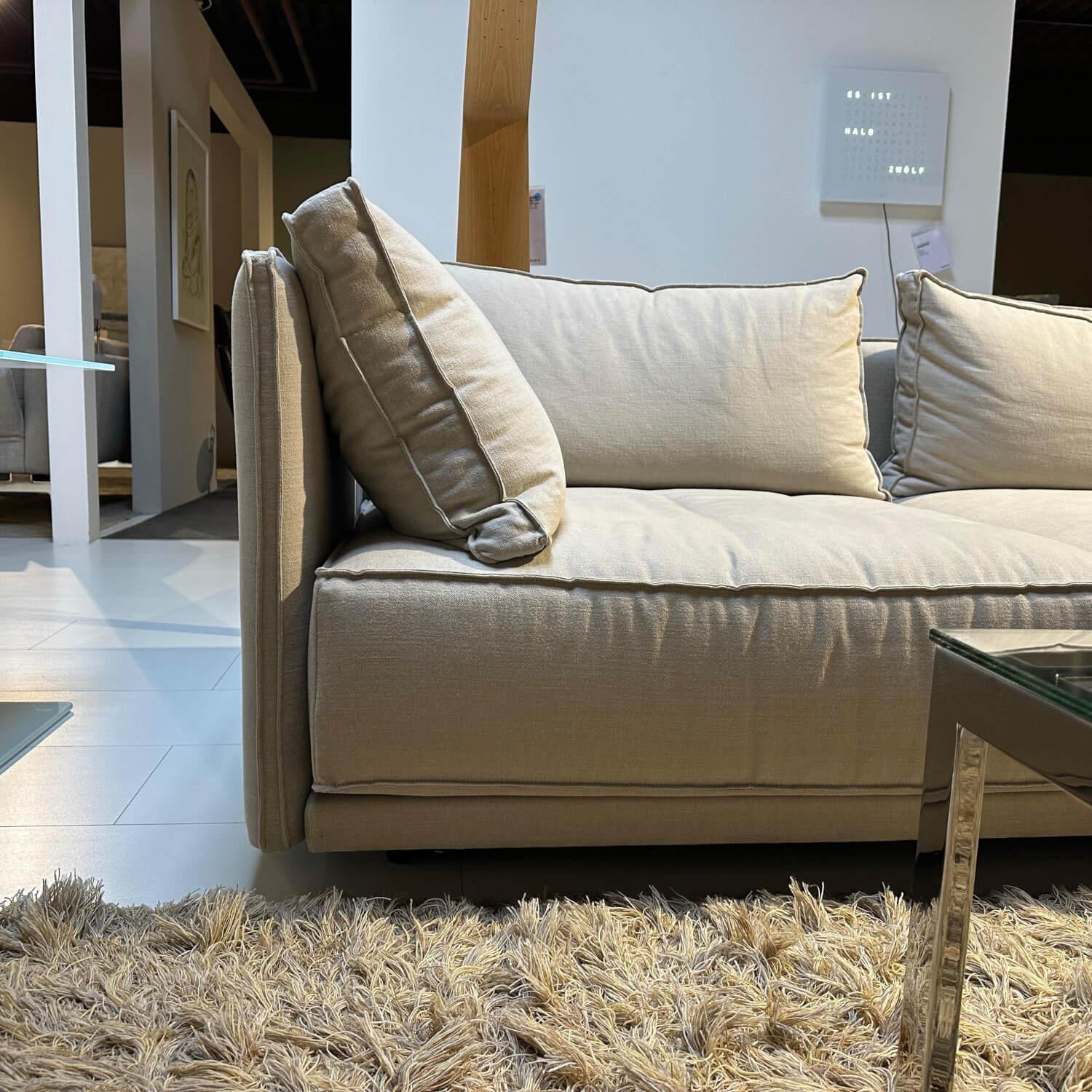 IP Design - Ecksofa Cube Lounge Stoff Hot Madison CH1249 095 Creme Füße Holz Schwarz Lackiert Inklusive Kissen - 4